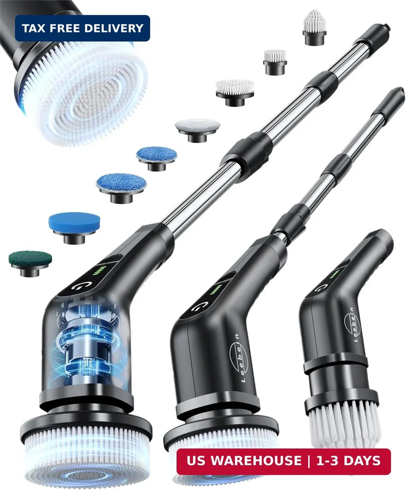 Leebein Electric Spin Scrubber, Cordless Cleaning Brush with 8 Replaceable Brush