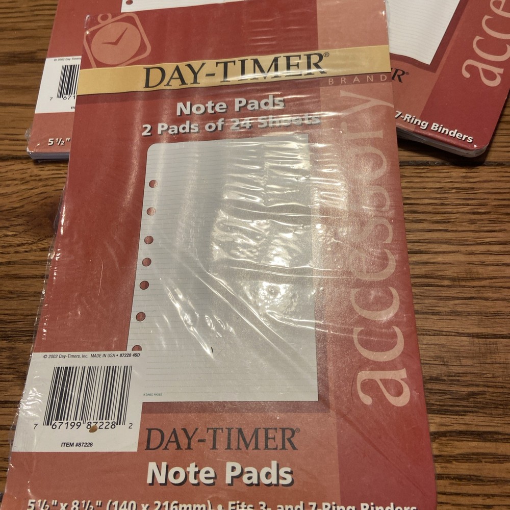 Lot Day-Timer Lined Note Pages 2 Pads 24 Sheets 5.5" x 8.5" Desk Size Refill