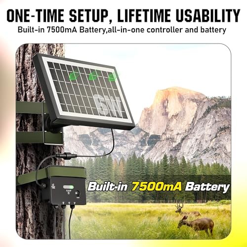 Solar Panel for Trail Camera, Solar Battery Charger with Controller and 6W