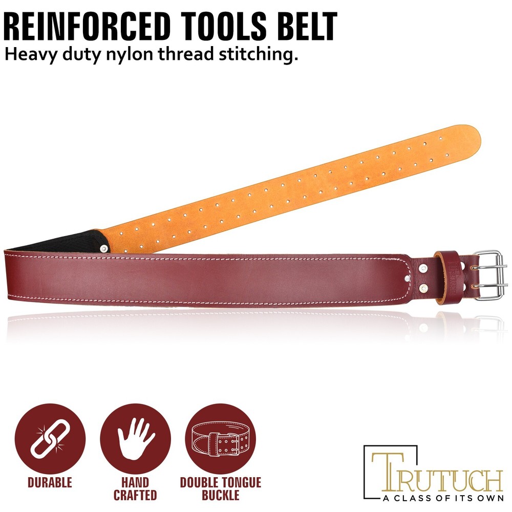 Trutuch Brown Leather Foam Padded Work Belt 2.5" | Work Tool Belt