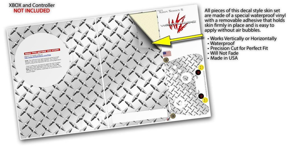 Skins XBOX Series S Console Controller Diamond Plate Metal