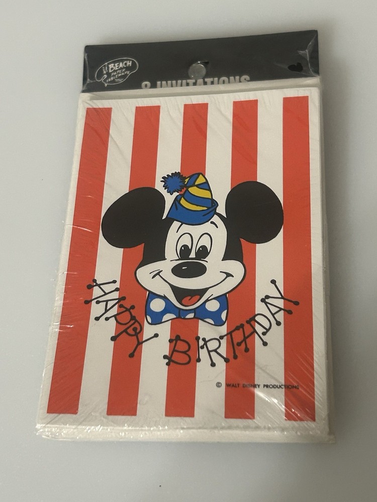 Vintage Mickey Mouse invitations 8 Count