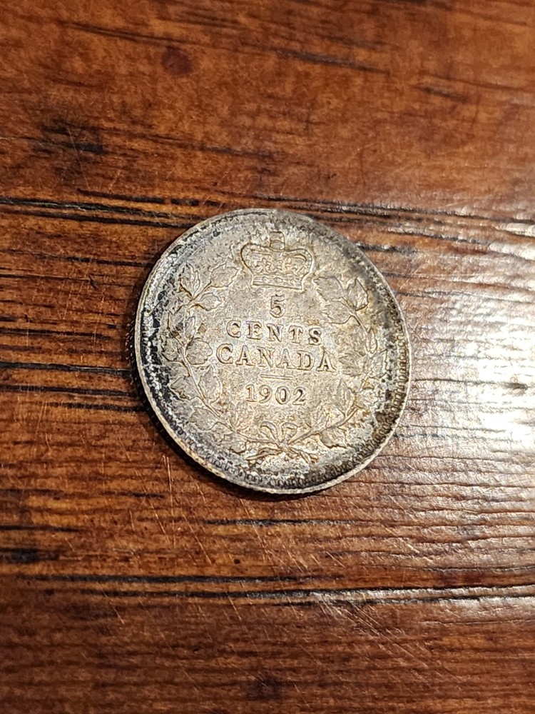 1902 Canada 5 Cents Silver Coin