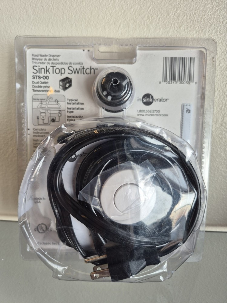 InSinkErator STS-OOSN SinkTop Chrome or White Button Dual Outlet Switch