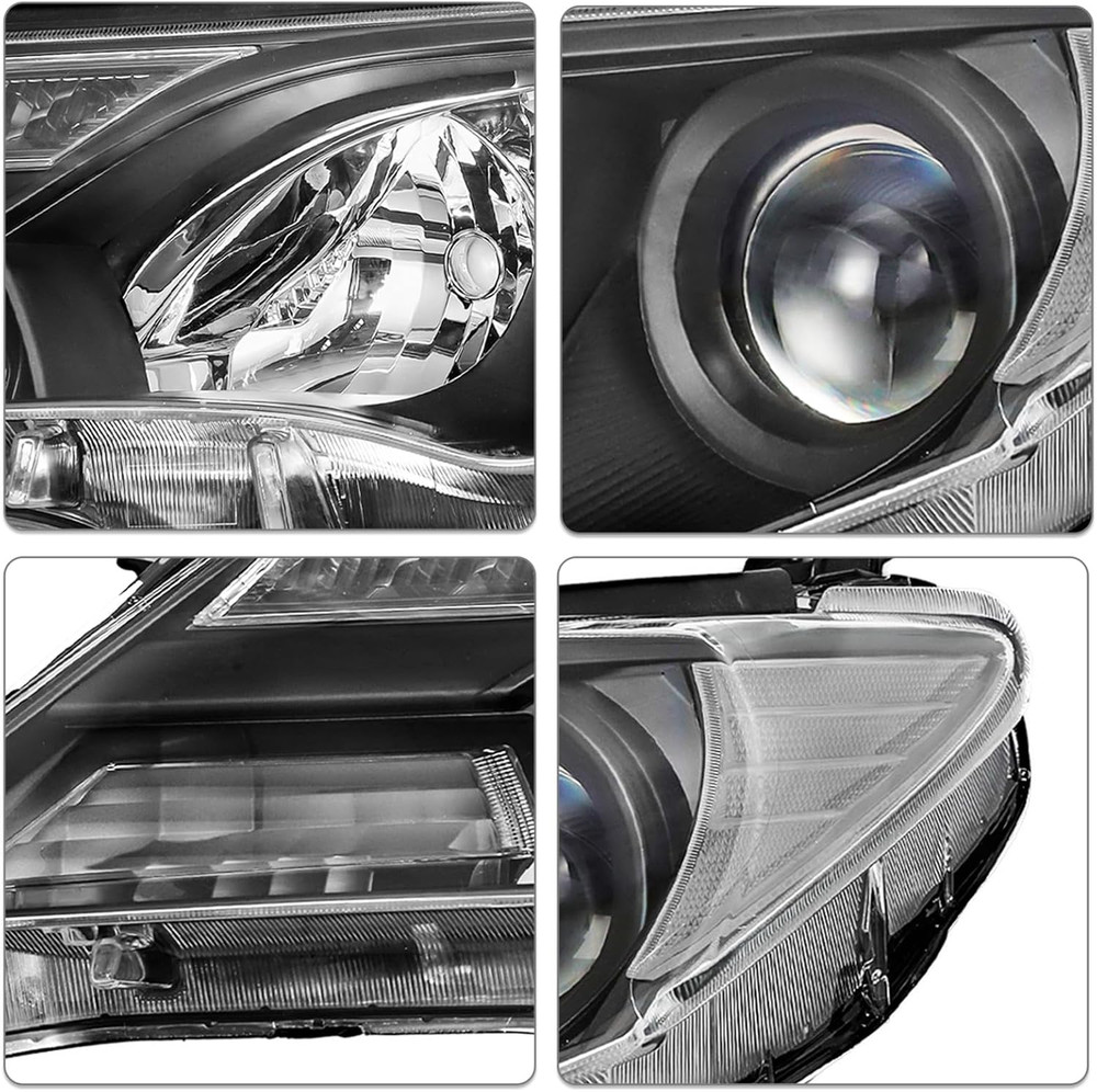 Headlight Assembly Fit for 2013 2014 2015 Rav4 Halogen Headlamp Replacement Blac