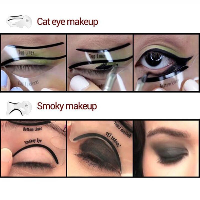 Winged Eyeliner Stencil-Template Shaping Tools Eyebrows Card Eye Makeup Tool 2PC