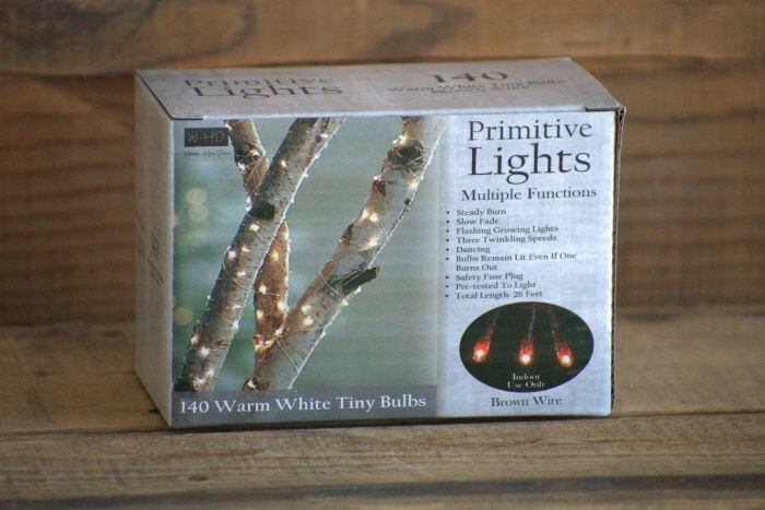 140 ct Brown Cord Wire Rice Light Strand String, Multi-Function, Warm White Tiny