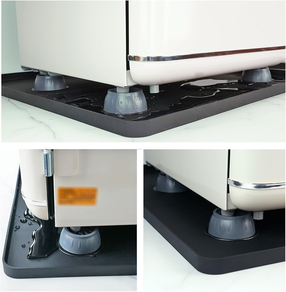 Mini Fridge Silicone Mat with Riser, 23.6"x23.6" Floor Protector