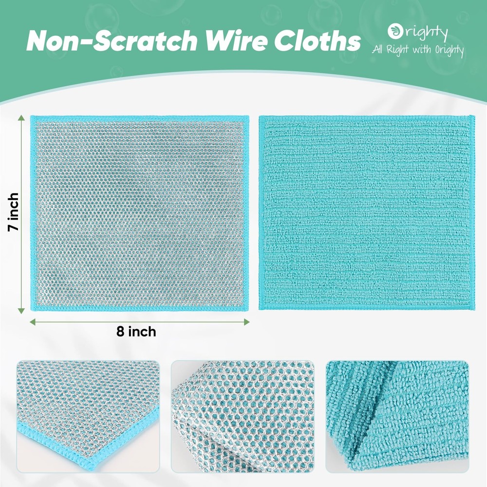 Multipurpose Wire Dishwashing Rag 12 Pcs, Upgraded Double-Layer Non-Scratch W...
