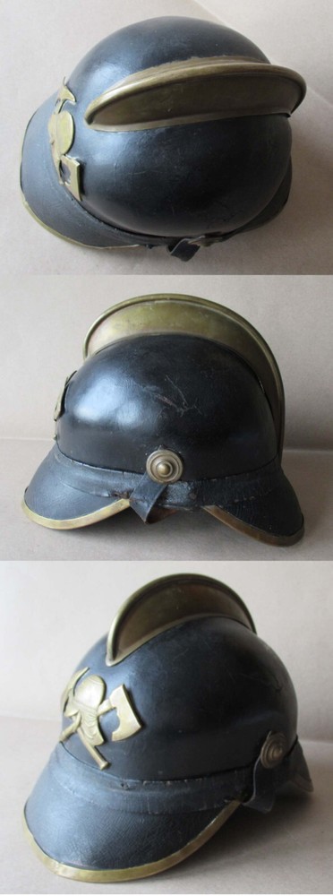 ANTIQUE OLD GERMAN LEATHER FIREMAN HELMET / ca 1920s