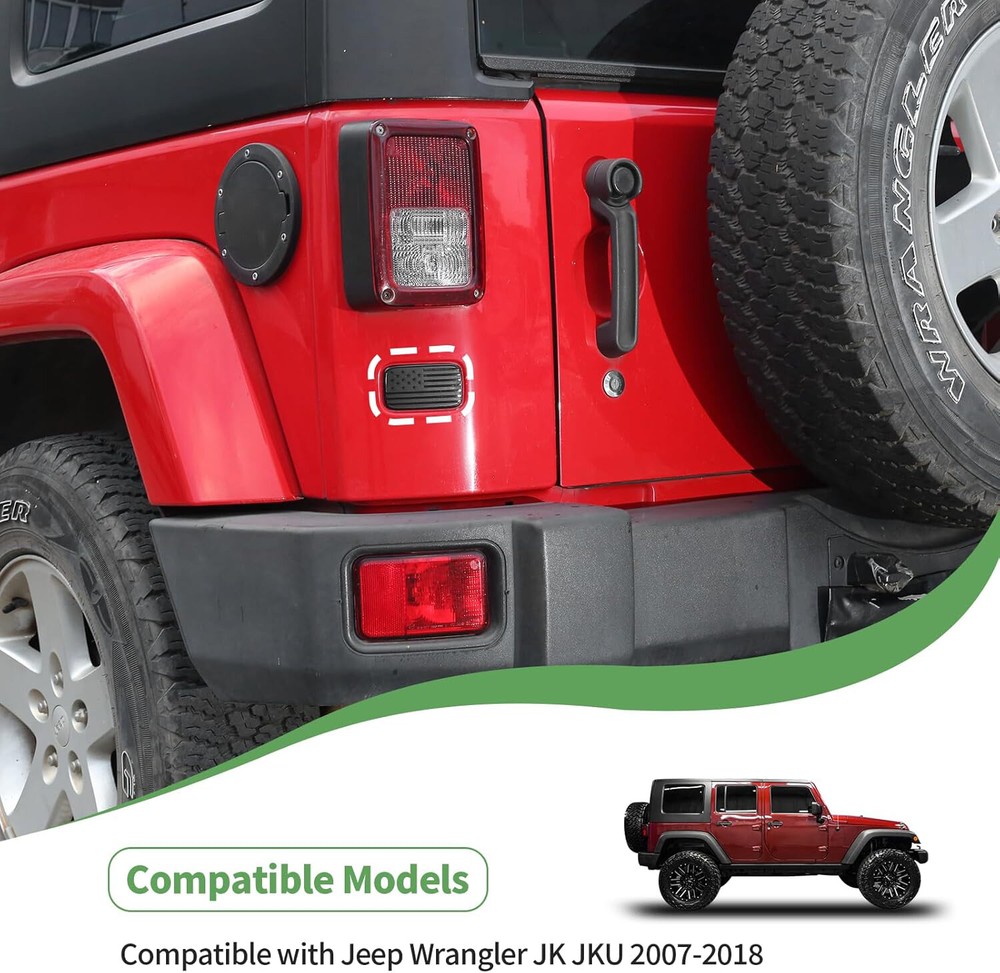 Black Rear License Plate Delete Cover + Tailgate Plug for Jeep Wrangler JK 2007+