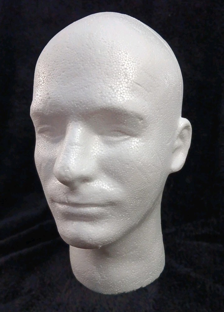 Styrofoam Male Mannequin Head Model Hat Wig Display Stand