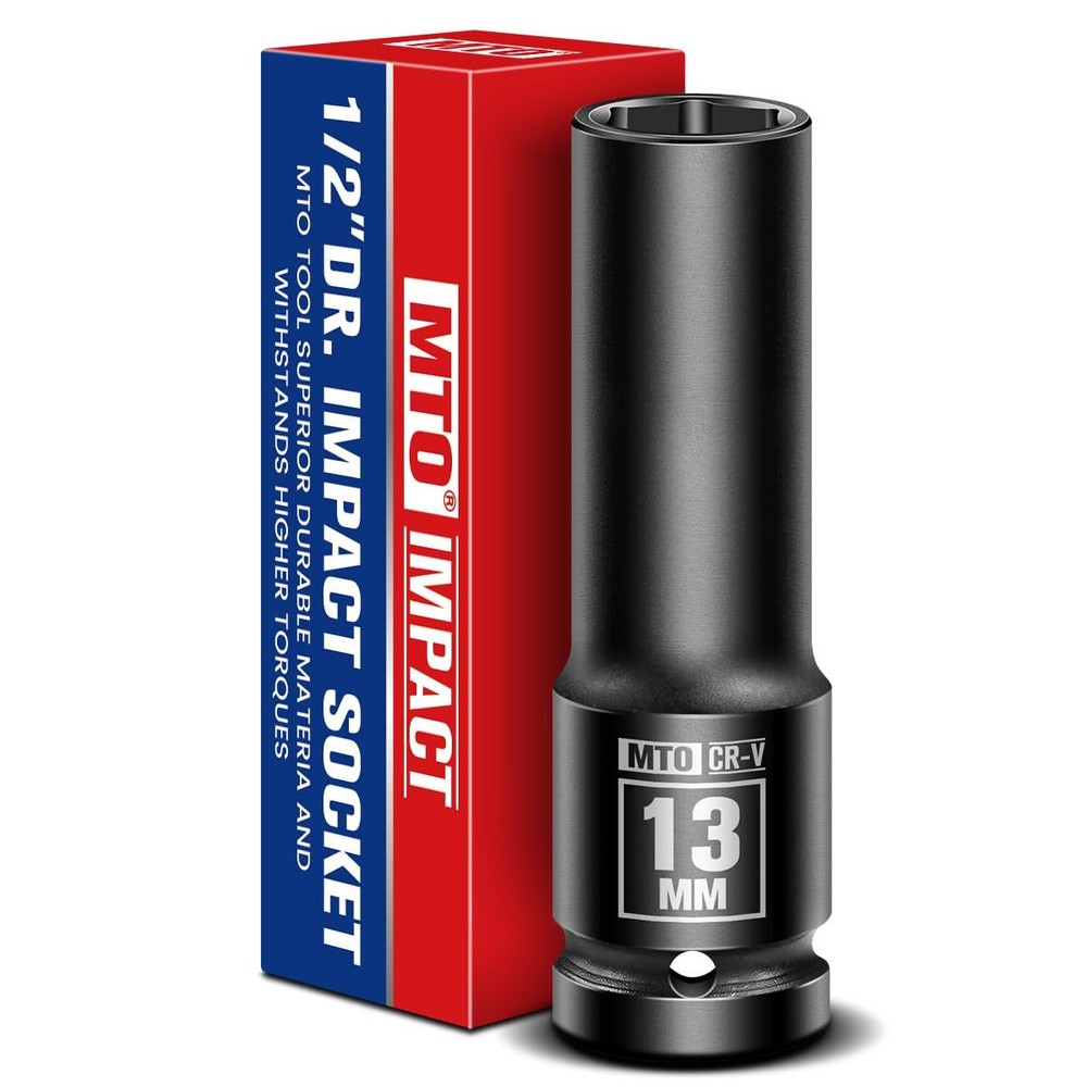 MTO 1/2" Drive 13mm Deep Impact Socket, 6-Point Metric Socket for
