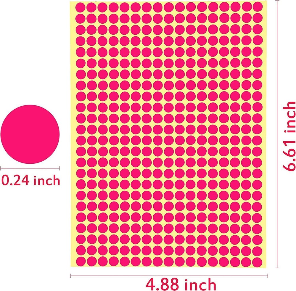 6528 Pieces Colored Dot Stickers, 1/4" Small Color Labels Coding Circle Round Co