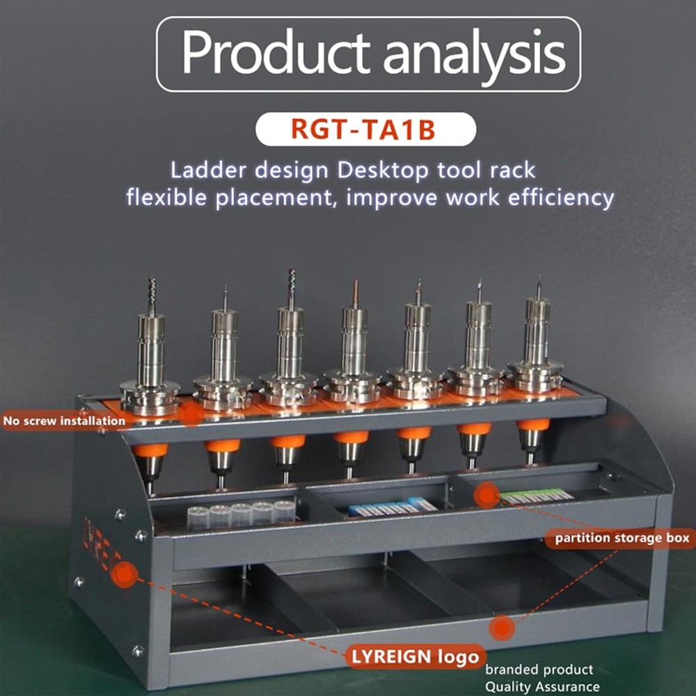 CAT 40 CNC Tool Organizer， 40 Taper Tool Folder on Desktop Randomly Placed， CNC
