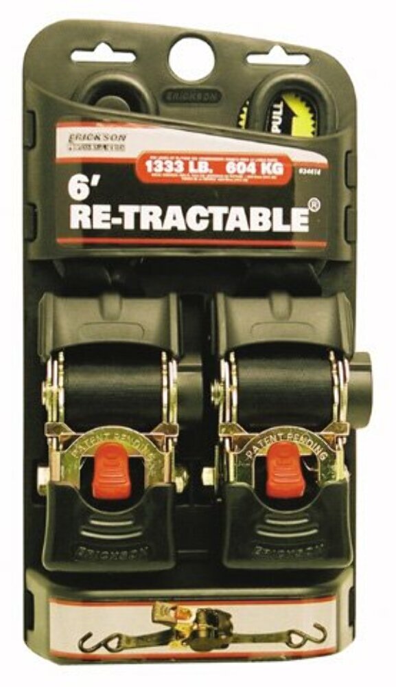 ERICKSON RETRACTABLE RATCHETING TIE DOWN STRAPS - 2" X 6FT 34414