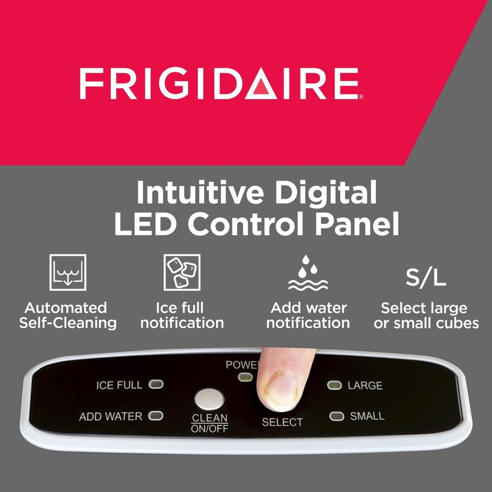 Frigidaire Countertop Ice Maker Compact Machine 26 lbs per day Stainless