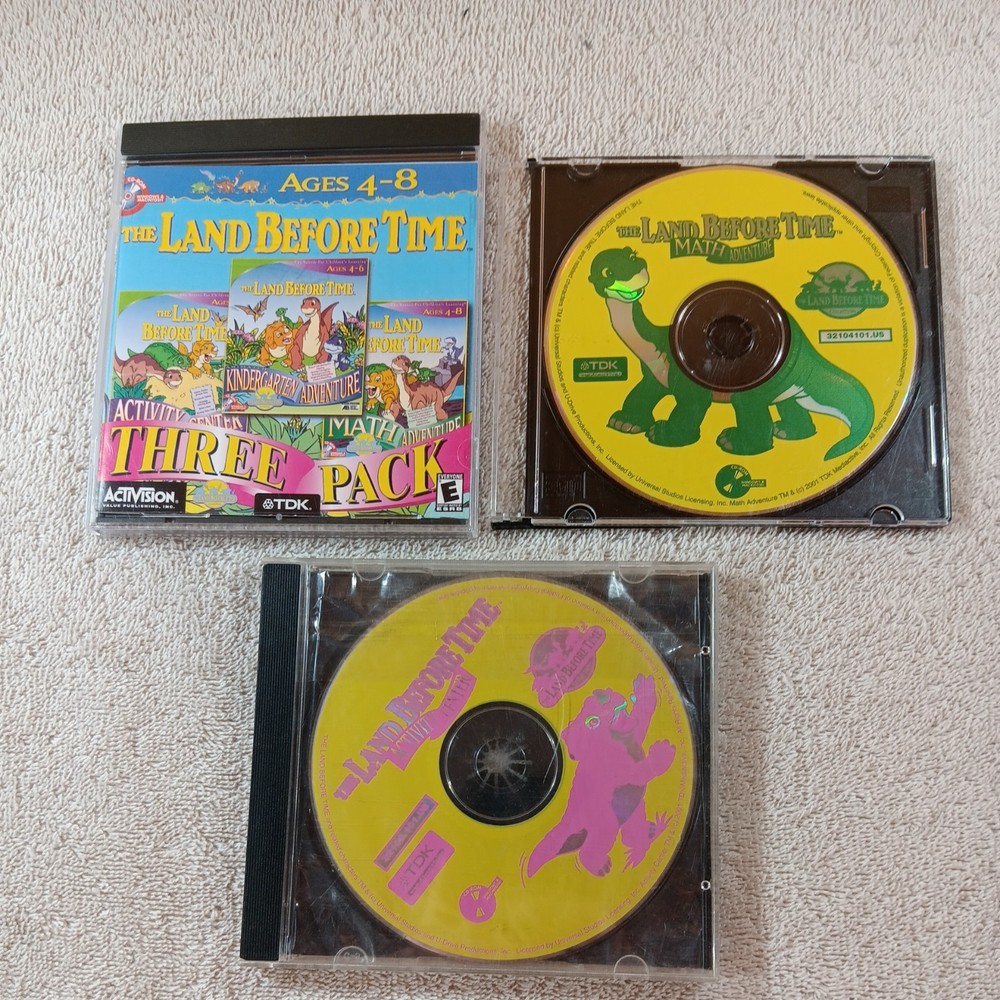 3 Pack, The Land Before Time, Math-broke case, Activity-sealed, Kindergarten,