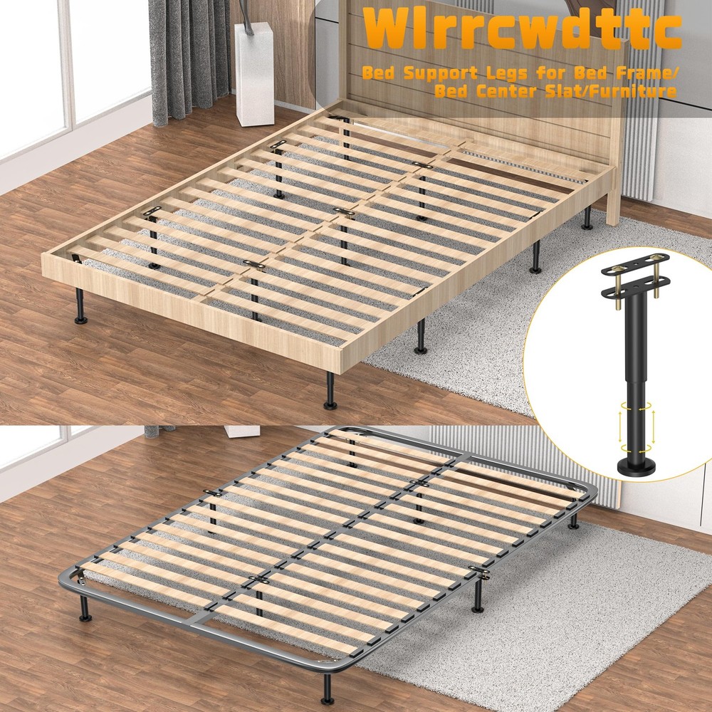 4 Pcs Adjustable Height Bed Support Legs 10-17 inch, Bed Frame Center Support...