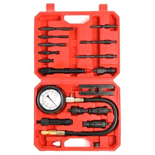 17pc Diesel Engine Compression Tester Kit - Diesel Compression Tester - Red