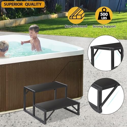 Hot Tub Step 500LBS Capacity Spa Side Step 2-Step Stairs Edge Spa Step 2 Step