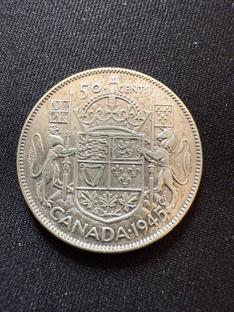 1945 Canada 50 Cents Silver Coin