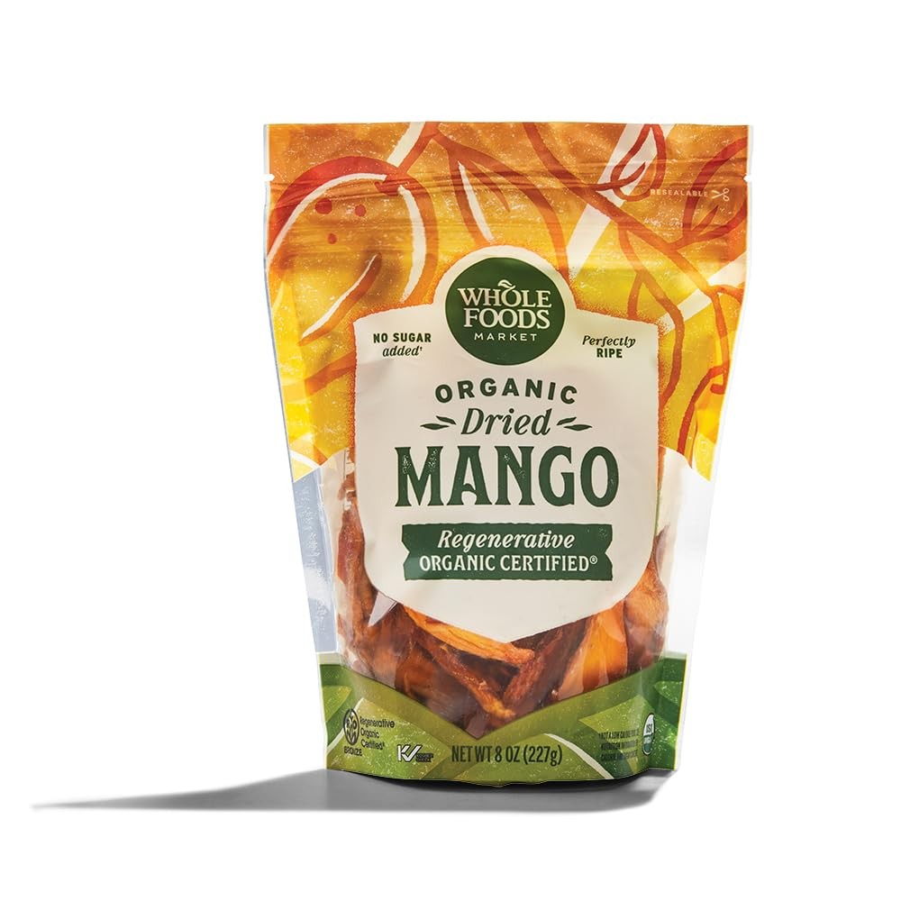 WFM, Organic Regenerative Dried Mango, 8 Ounce - 3 Pack