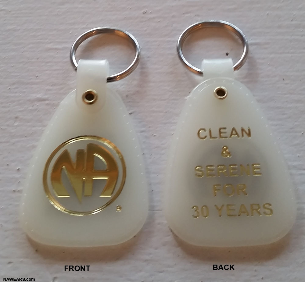 Narcotics Anonymous - NA - 30 year MOON GLOW KEY TAG - 30+ yr clean
