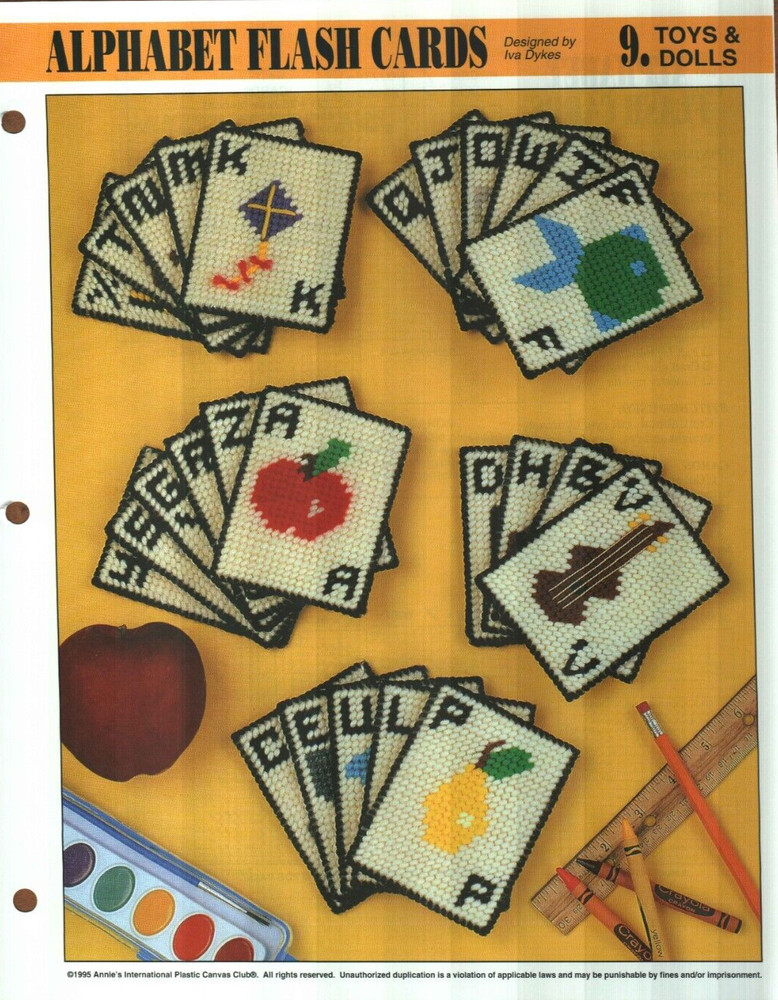 NEW ALPHABET FLASH CARDS LEARNING ABC ANNIES PLASTIC CANVAS PATTERN INSTRUCTIONS