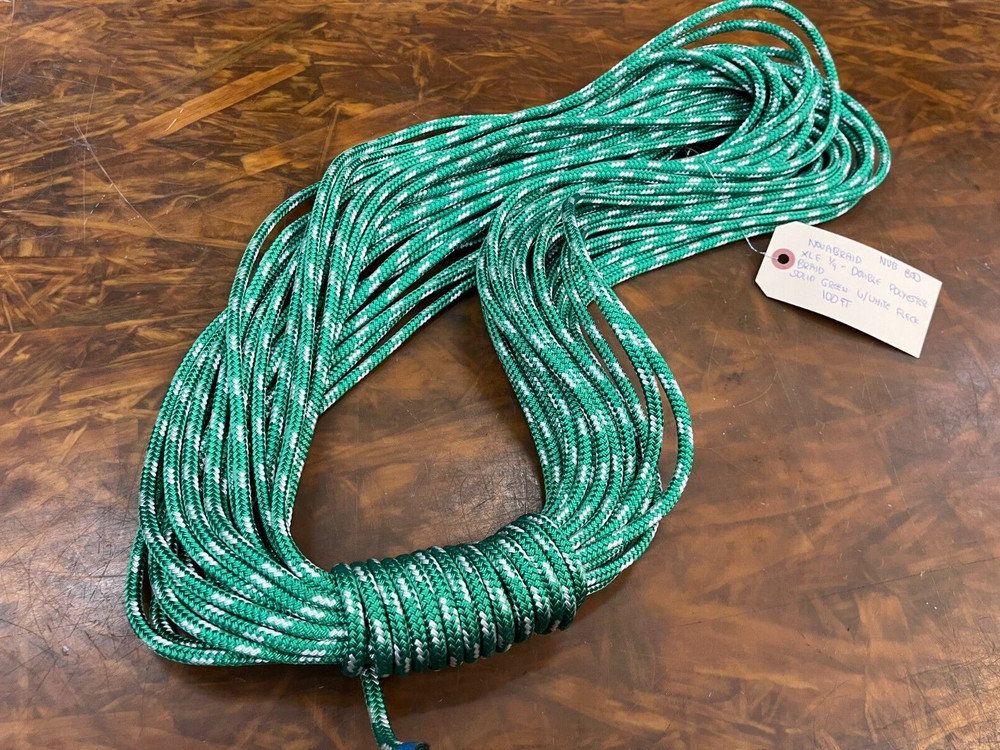 Nova Braid XLE 1/4" Double Polyester Braid Solid Green w/ White Fleck, 100 Ft