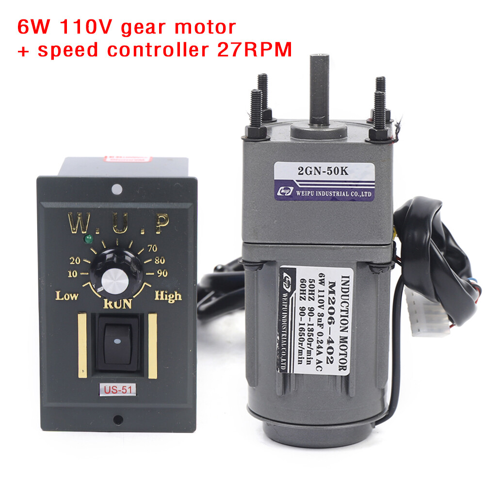 110V gear motor electric variable speed controller 1:50 27RPM Smooth operation