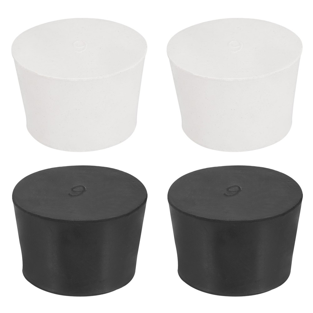4 Pcs Solid Rubber Stopper Size 9#-46mm x 38mm - 30mm Long, Black/White