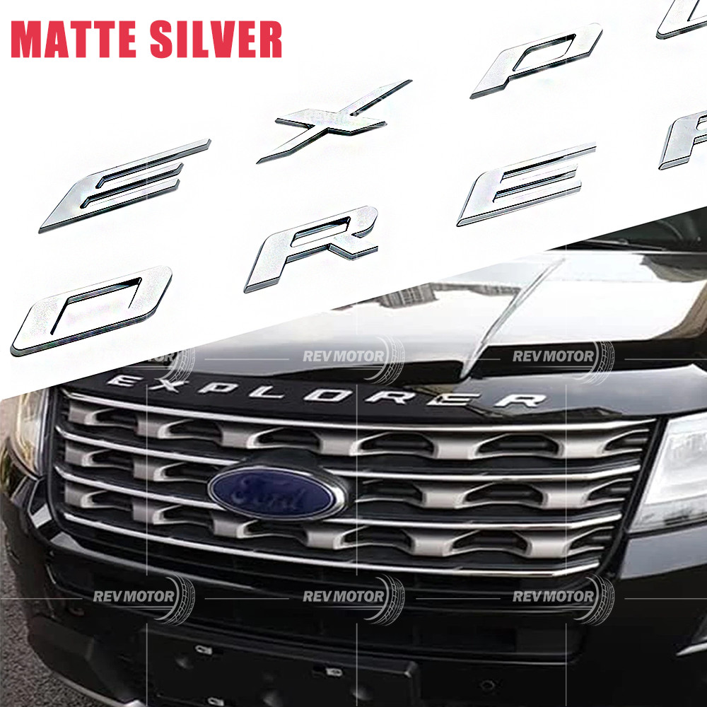 3D Matte Silver Front Hood Letter For 2011-2024 Explorer Sport Emblems Modified