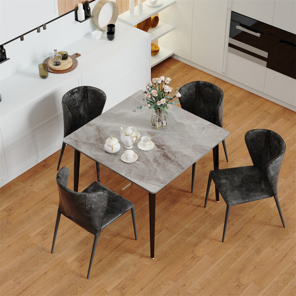 Large Dining Table For 4-6 People Modern High Gloss Sintered Stone Table Kitchen