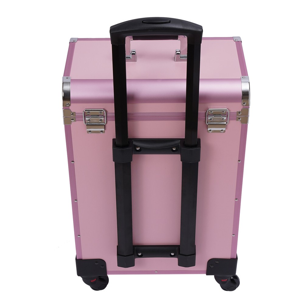 Cosmetic Pro Rolling Makeup Train Case Aluminum Trolley Train Case Box Organizer