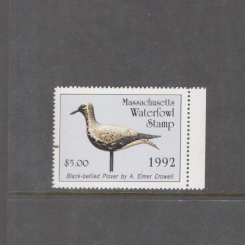 Massachusetts State Duck Stamp 1992 $5.00 at face value