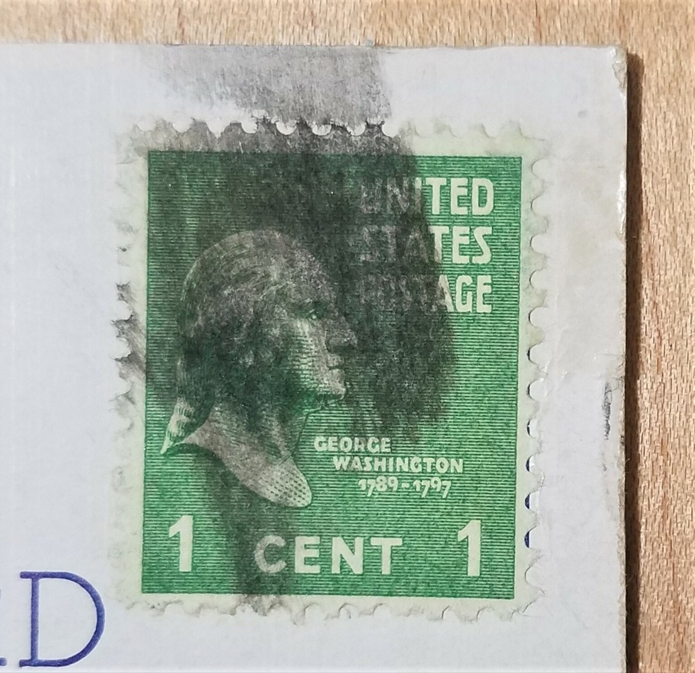 1 Cent Gg Washington STAMP Smudge MULTIPLE FRONT POSTMARKS NC postcard 17 Bridge