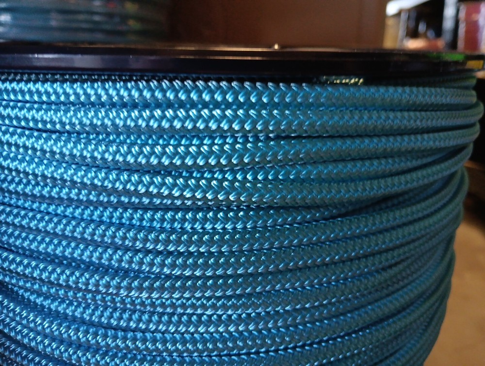 1/4 x 1100 ft. Double Braid-Yacht Braid polyester rope. Light Blue