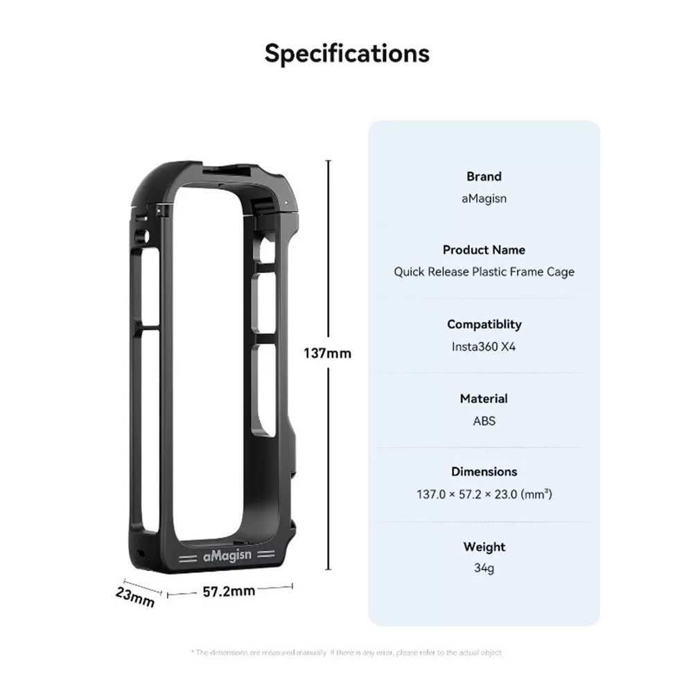 Quick Release Plastic Frame Cage for Insta360 X4 Protective