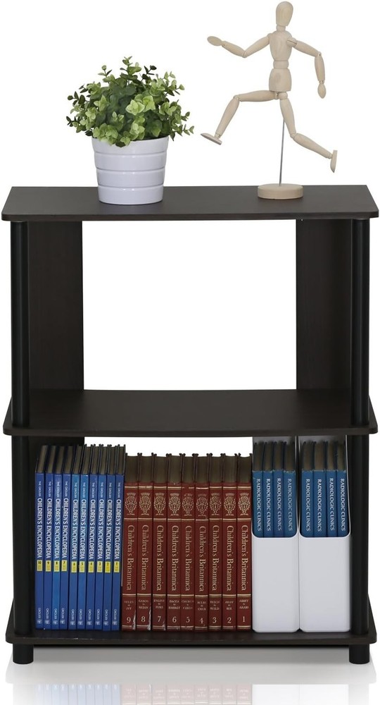 Elegant 3-Tier Walnut Bookcase - Space-Saving Display Rack for Small Spaces