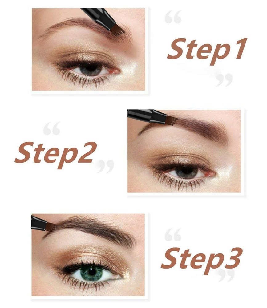 Long-Lasting Black Eyebrow Pen - Easy Micro-Fork Applicator for Realistic Brows