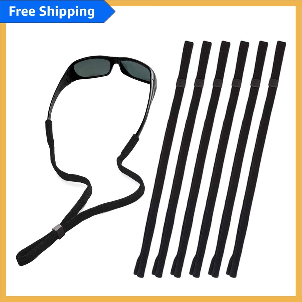 6-Pack Universal Eyewear Retainer Straps for Sunglasses & Glasses - Adjustable