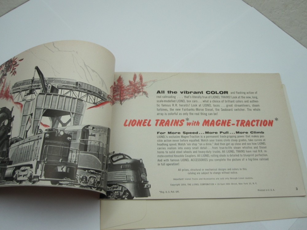ORIGINAL 1954 LIONEL TRAINS CATALOG with ORIGINAL MAILING ENVELOPE