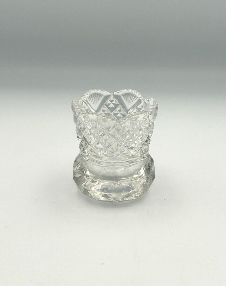 Pressed Cut Glass Pineapple 2.25" Toothpick Holder