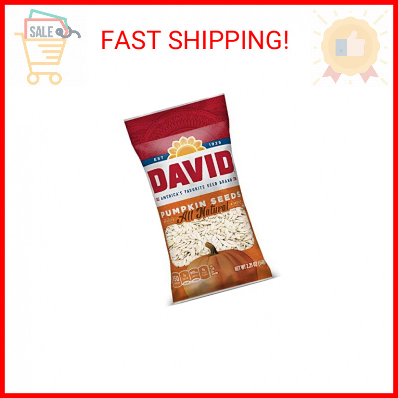 DAVID Roasted and Salted Pumpkin Seeds, 2.25 oz
