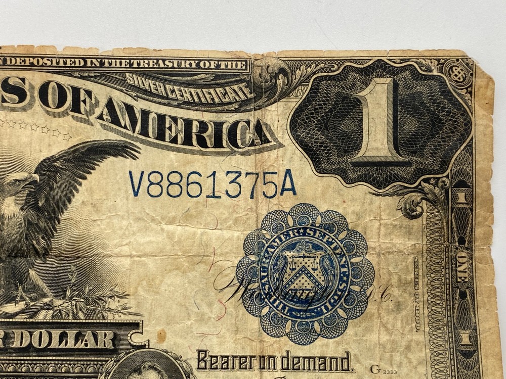 1899 $1 Silver Dollar Banknote — “Black Eagle Note.” - Good Condition
