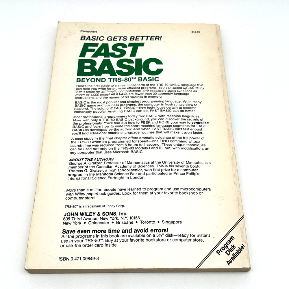 Fast BASIC Beyond TRS 80 BASIC 1982 Wiley Vintage Computer Programming Guide