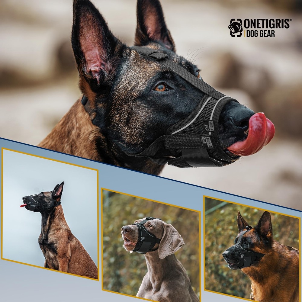 Large Dog Muzzle,Soft Nylon Muzzle Anti Biting Barking Chewing,Air Mesh Breat...