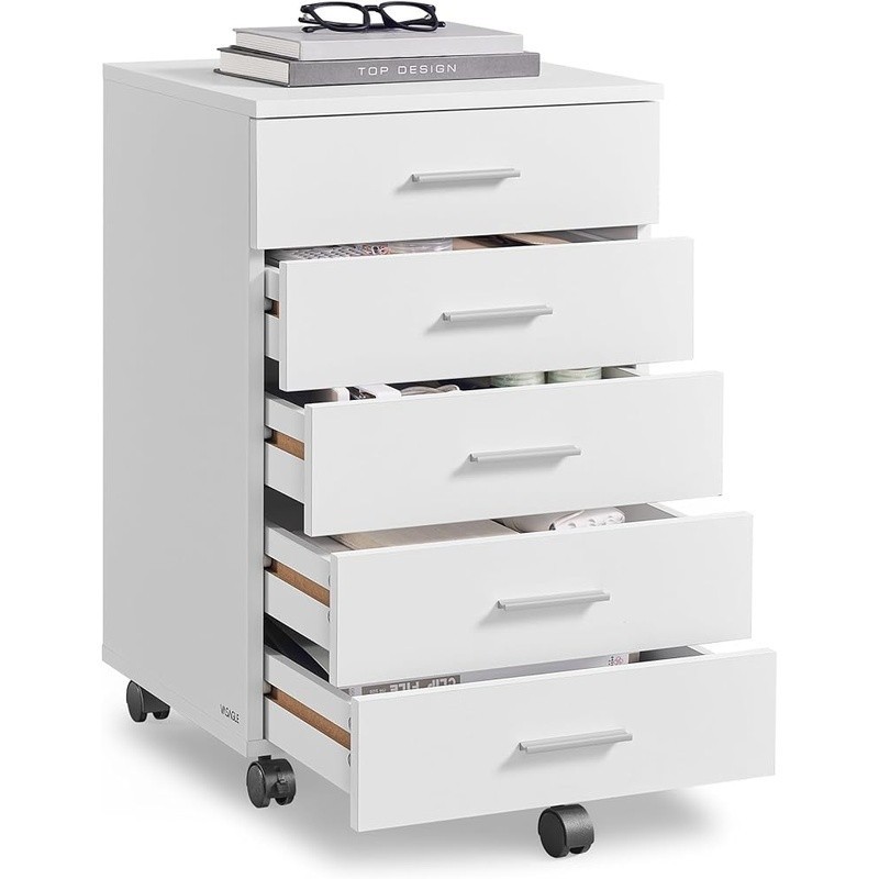 5 Drawer Mobile File Cabinet Easy Assembly Lockable Rolling Storage Unit Home