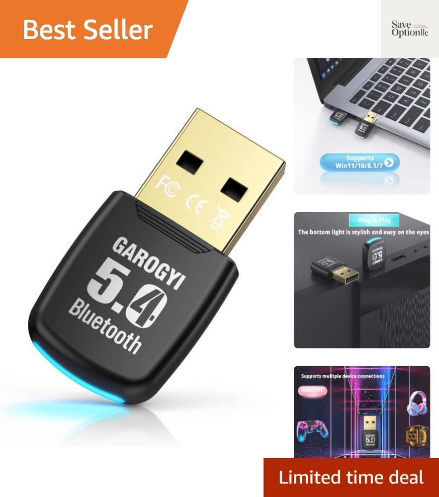 USB Bluetooth 5.4 Adapter for PC - Plug & Play on Windows 11/10 - Mini 5.4+ED...